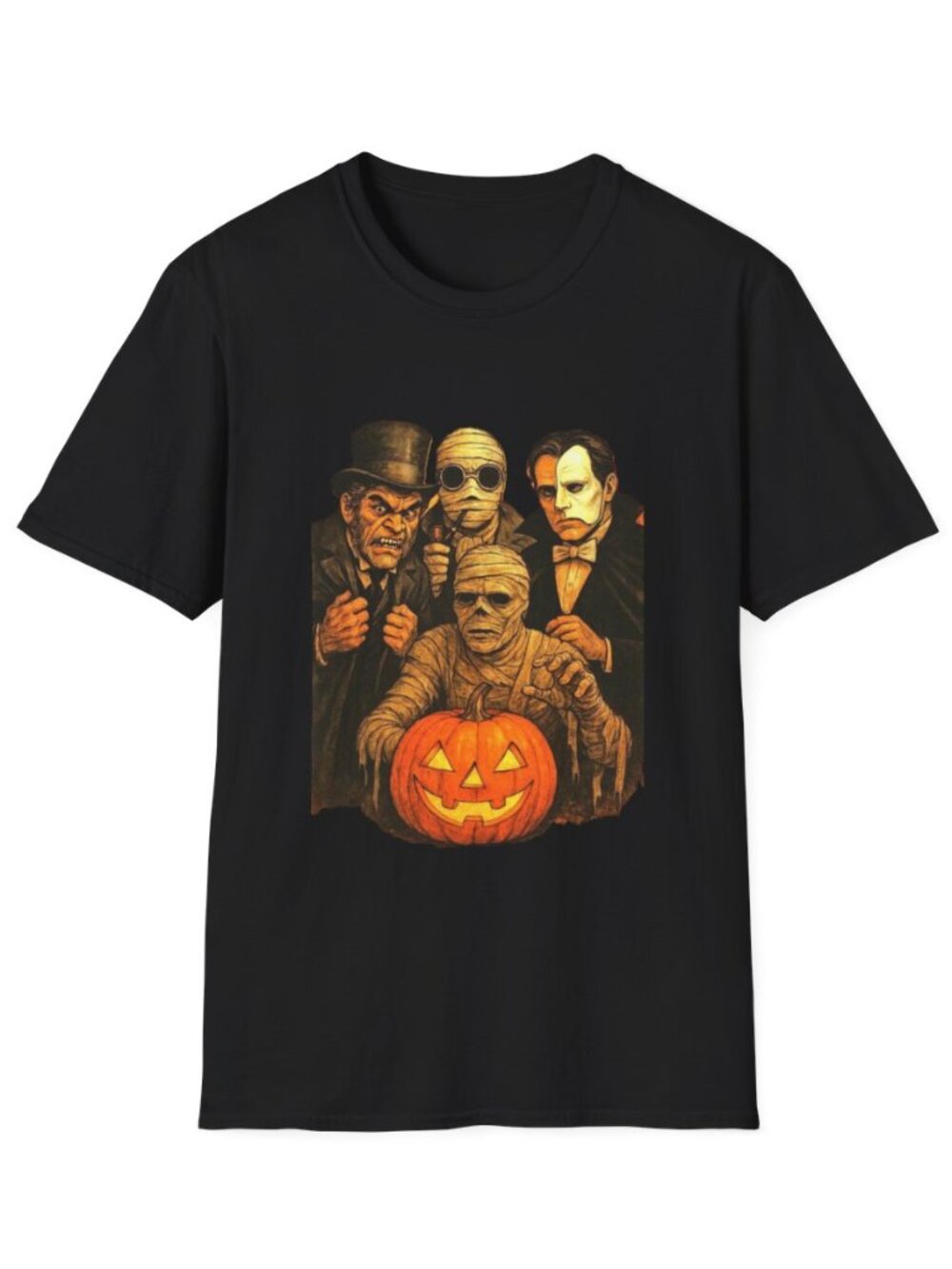 Halloween Monsters Mummy Pumpkin Graphic T-Shirt